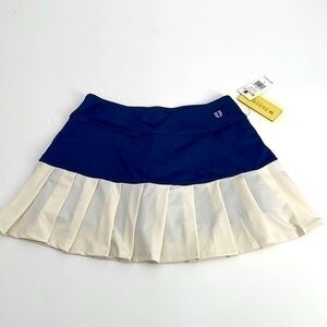 NWT Eleven by Venus Williams blue & off white pleated  tennis skirt  small